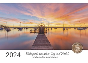 Farbspiele zwischen Tag und Nacht rund um den Ammersee (Wandkalender 2024 DIN A3 quer) von Hust,  Tanja