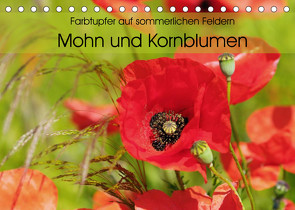 Farbtupfer auf sommerlichen Feldern – Mohn und Kornblumen (Tischkalender 2022 DIN A5 quer) von Frost,  Anja