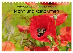 Farbtupfer auf sommerlichen Feldern – Mohn und Kornblumen (Wandkalender 2024 DIN A3 quer), CALVENDO Monatskalender von Frost,  Anja