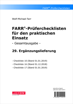 Farr, Prüfercheckl. 29. Erg.Lief. z. Grundwerk von Farr,  Wolf-Michael