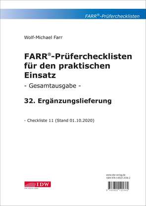 Farr, Prüfercheckl. 32. Erg.Lief. z. Grundwerk von Farr,  Wolf-Michael