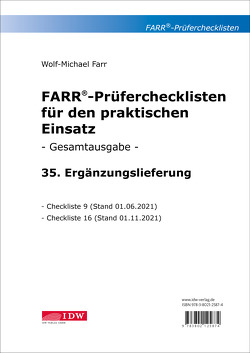 Farr, Prüfercheckl. 35. Erg.Lief. z. Grundwerk, inkl. CL 9 + 16 von Farr,  Wolf-Michael