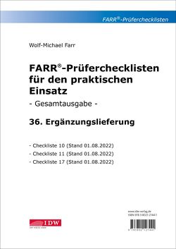 Farr, Prüfercheckl. 36. Erg.Lief. z. Grundwerk, inkl. CL 10,11 + 17 von Farr,  Wolf-Michael