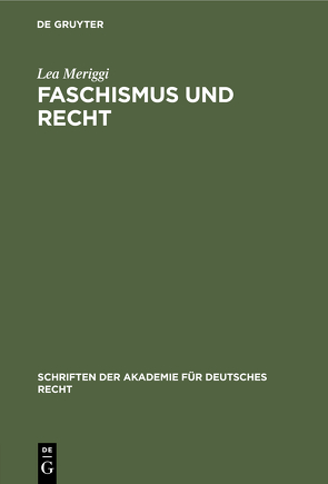 Faschismus und Recht von Meriggi,  Lea