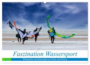 Faszination Wassersport – Windsurfen und Kitesurfen an Nord- und Ostsee (Wandkalender 2024 DIN A2 quer), CALVENDO Monatskalender von Falke,  Manuela