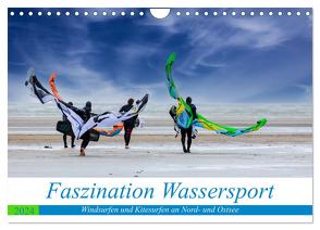 Faszination Wassersport – Windsurfen und Kitesurfen an Nord- und Ostsee (Wandkalender 2024 DIN A4 quer), CALVENDO Monatskalender von Falke,  Manuela