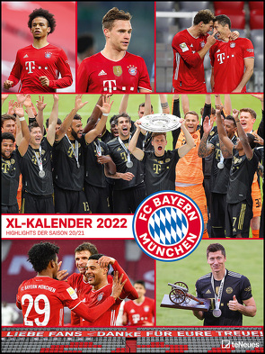 FC Bayern München 2022 – Poster-Kalender-XL – Fan-Kalender – Fußball-Kalender – 48×64 – Sport