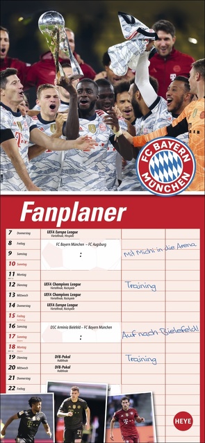 FC Bayern München Fanplaner. Wandkalender für Fans von Bayern München. Partnerplaner 2023 mit drei Spalten. Wandkalender 2023 zum Eintragen von Terminen. Mit allen Spielergeburtstagen.16x35cm von Heye