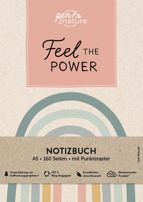 Feel The Power – Notizbuch (Motiv Regenbogen) A5 | dotted | Hardcover