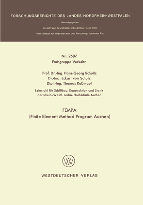 FEMPA (Finite Element Method Program Aachen) von Schultz,  Hans-Georg