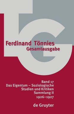 Ferdinand Tönnies: Gesamtausgabe (TG) / 1926–1927 von Haselbach,  Dieter