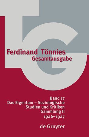 Ferdinand Tönnies: Gesamtausgabe (TG) / 1926 von Haselbach,  Dieter