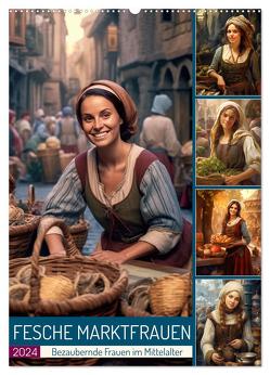 Fesche Marktfrauen (Wandkalender 2024 DIN A2 hoch), CALVENDO Monatskalender von Löwer,  Sabine