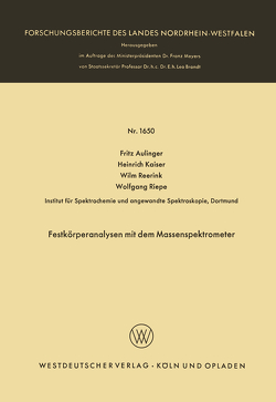Festkörperanalysen mit dem Massenspektrometer von Aulinger,  Fritz