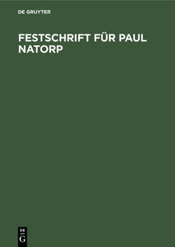 Festschrift für Paul Natorp von Cassirer,  Ernst
