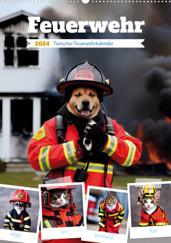 Feuerwehr – Tierischer Feuerwehrkalender (Wandkalender 2024 DIN A2 hoch) von Siebler-Ferry,  Silvia