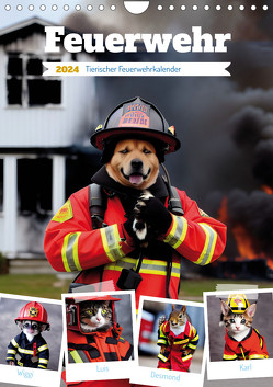 Feuerwehr – Tierischer Feuerwehrkalender (Wandkalender 2024 DIN A4 hoch) von Siebler-Ferry,  Silvia