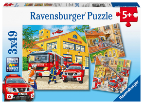 Ravensburger Kinderpuzzle – 09401 Feuerwehreinsatz – Puzzle für Kinder ab 5 Jahren, mit 3×49 Teilen von Bayer Design