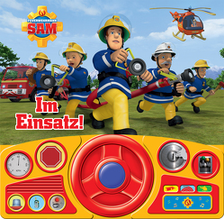 Feuerwehrmann Sam – Im Einsatz! – Soundbuch – Pappbilderbuch mit beweglichem Lenkrad und 13 spannenden Geräuschen für Kinder ab 3 Jahren