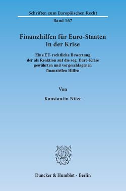 Finanzhilfen für Euro-Staaten in der Krise. von Nitze,  Konstantin