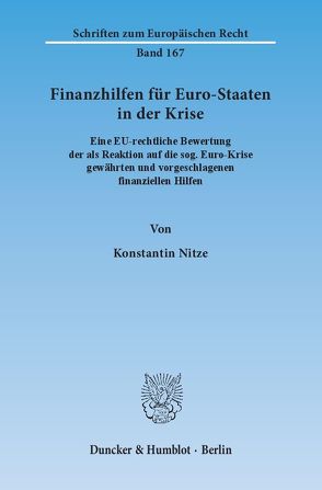 Finanzhilfen für Euro-Staaten in der Krise. von Nitze,  Konstantin