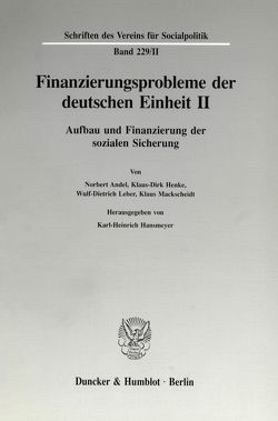 Finanzierungsprobleme der deutschen Einheit II. von Hansmeyer,  Karl-Heinrich