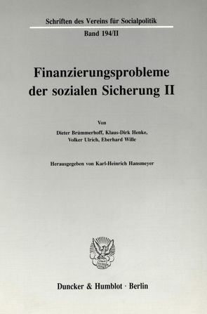 Finanzierungsprobleme der sozialen Sicherung II. von Hansmeyer,  Karl-Heinrich