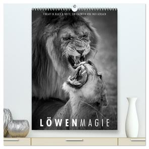 FineArt in Black and White: Löwenmagie (hochwertiger Premium Wandkalender 2024 DIN A2 hoch), Kunstdruck in Hochglanz von Gerlach,  Ingo