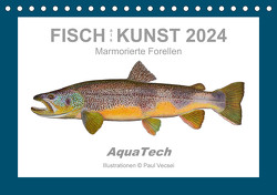 Fisch als Kunst 2024: Marmorierte Forellen (Tischkalender 2024 DIN A5 quer), CALVENDO Monatskalender von Vecsei,  Paul