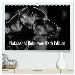 Flatcoated Retriever Black Edition (hochwertiger Premium Wandkalender 2024 DIN A2 quer), Kunstdruck in Hochglanz von Müller,  Beatrice