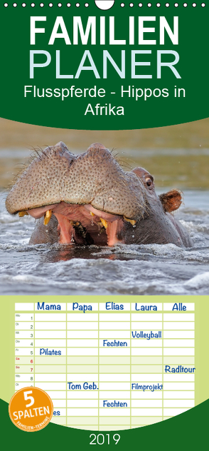 Flusspferde Magie des Augenblicks – Hippos in Afrika – Familienplaner hoch (Wandkalender 2019 , 21 cm x 45 cm, hoch) von Wisniewski,  Winfried