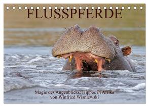 Flusspferde Magie des Augenblicks – Hippos in Afrika (Tischkalender 2024 DIN A5 quer), CALVENDO Monatskalender von Wisniewski,  Winfried