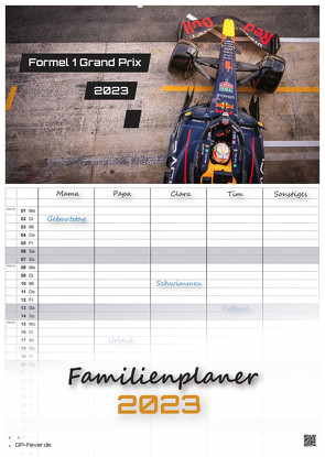 Formel 1 – Grand Prix – 2023 – Kalender DIN A3 – (Familienplaner) von GP-Fever.de