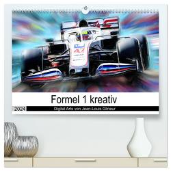 Formel 1 kreativ – Digital Art von Jean-Louis Glineur (hochwertiger Premium Wandkalender 2024 DIN A2 quer), Kunstdruck in Hochglanz von Glineur,  Jean-Louis