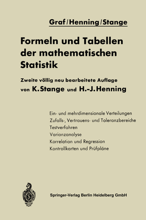 Formeln und Tabellen der mathematischen Statistik von Graf,  NA, Henning,  Hans-Joachim, Stange,  Kurt