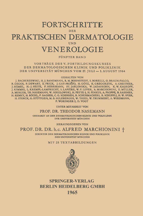 Fortschritte der Praktischen Dermatologie und Venerologie von Marchionini,  A., Nasemann,  T.