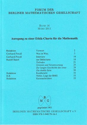 Forum der Berliner Mathematischen Gesellschaft / Anregung zu einer Ethik-Charta für die Mathematik von Baierl,  Rudolf, Preuss,  Gerhard, Ptolemäus,  Claudius