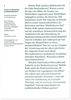 Forum zur Genealogie des Mediendenkens 2 von Haensch,  Konstantin Daniel, Irrgang,  Daniel, Neick,  Inger