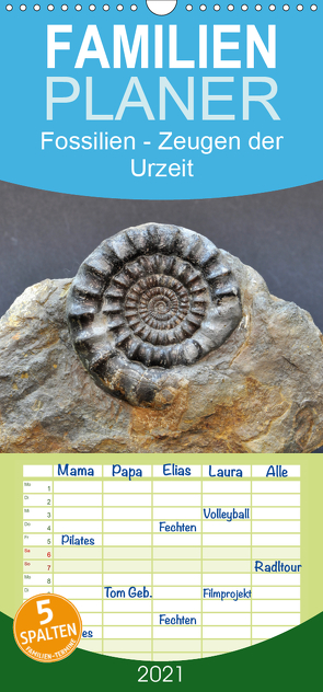 Fossilien – Zeugen der Urzeit – Familienplaner hoch (Wandkalender 2021 , 21 cm x 45 cm, hoch) von Wagner,  Renate