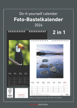 Foto-Bastelkalender 2024 – 2 in 1: schwarz und weiss – 21 x 29,7 – Do it yourself calendar A4 – datiert – Foto-Kalender – Alpha Edition