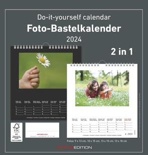 Foto-Bastelkalender 2024 – 2 in 1: schwarz und weiss – Do it yourself calendar 21×22 cm – datiert – Foto-Kalender – Alpha Edition