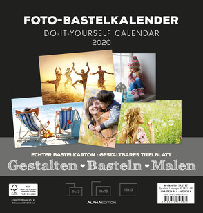 Foto-Bastelkalender schwarz FAMILY 2020 – Bastelkalender – Do it yourself calendar (21 x 22) – datiert – Kreativkalender – Fotokalender von ALPHA EDITION