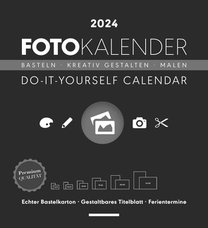 Foto-Bastelkalender schwarz XL 2024 – Do it yourself calendar 45×49,5 cm – datiert – Kreativkalender – Foto-Kalender – Alpha Edition