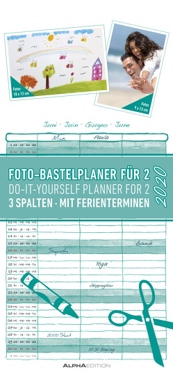 Foto-Bastelplaner für 2 – Kalender 2020 – Bastelkalender – Do it yourself calendar (21 x 45) – datiert – 3 Spalten – mit Ferienterminen – Fotokalender von ALPHA EDITION