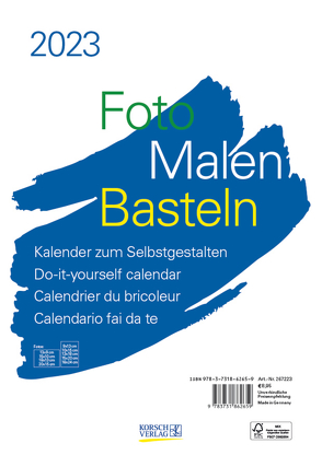 Foto-Malen-Basteln Bastelkalender A4 weiß 2023 von Korsch Verlag