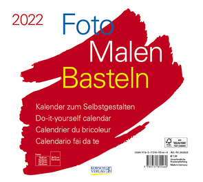 Foto-Malen-Basteln Bastelkalender quer weiß 2022 von Korsch Verlag