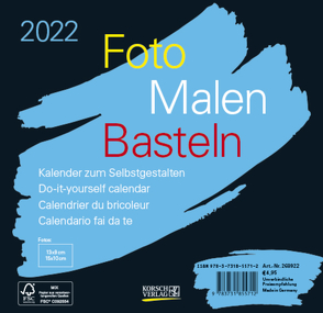 Foto-Malen-Basteln Bastelkalender schwarz quer 2022 von Korsch Verlag