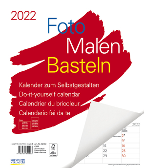 Foto-Malen-Basteln Bastelkalender weiß Notice groß 2022 von Korsch Verlag