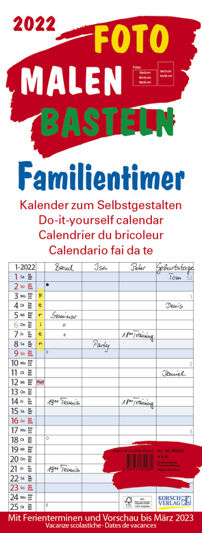 Foto-Malen-Basteln Familientimer 2022 von Korsch Verlag