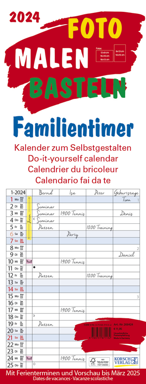 Foto-Malen-Basteln Familientimer 2024 von Korsch Verlag